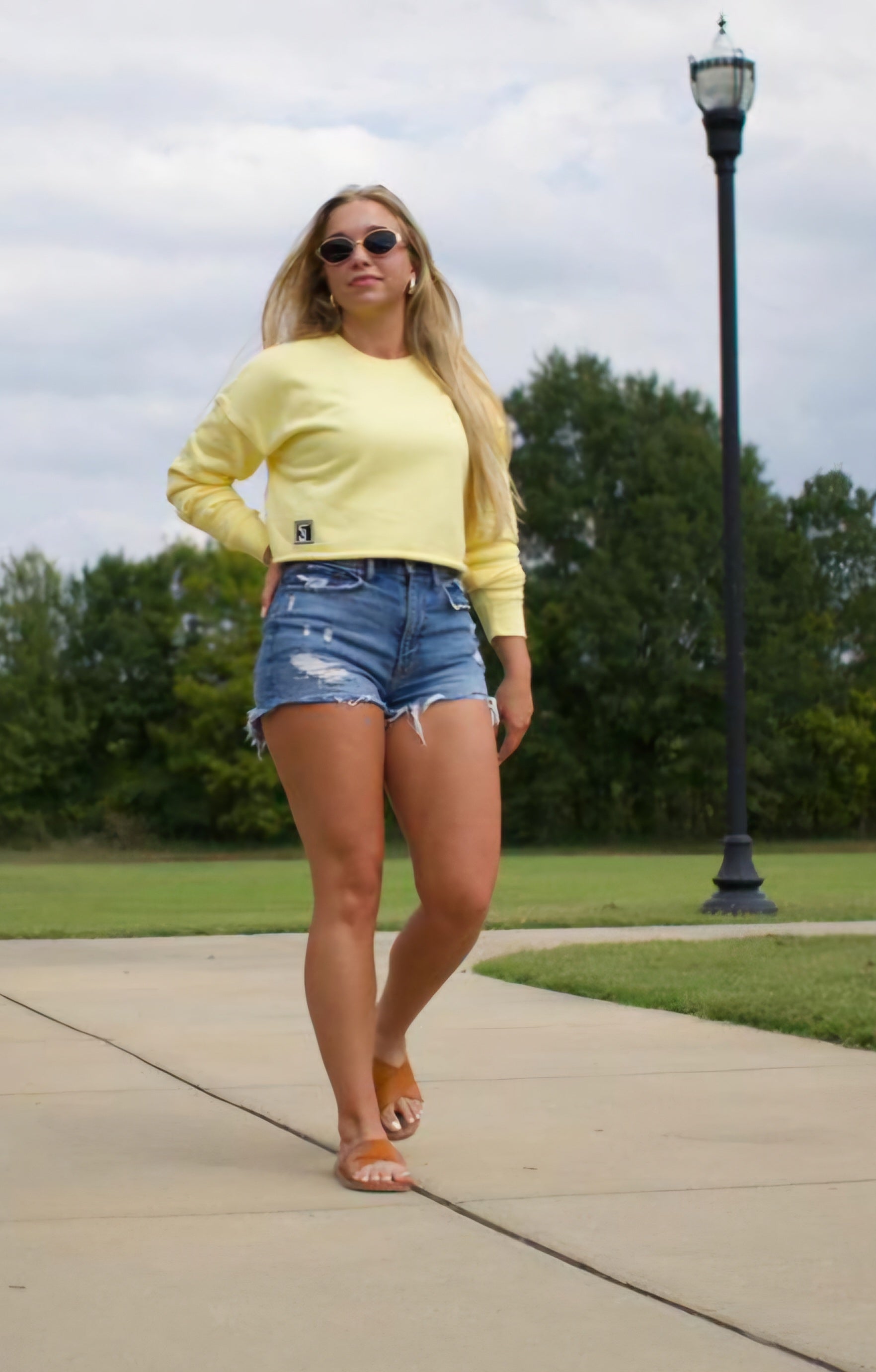 Ladies Cropped Crew Fleece